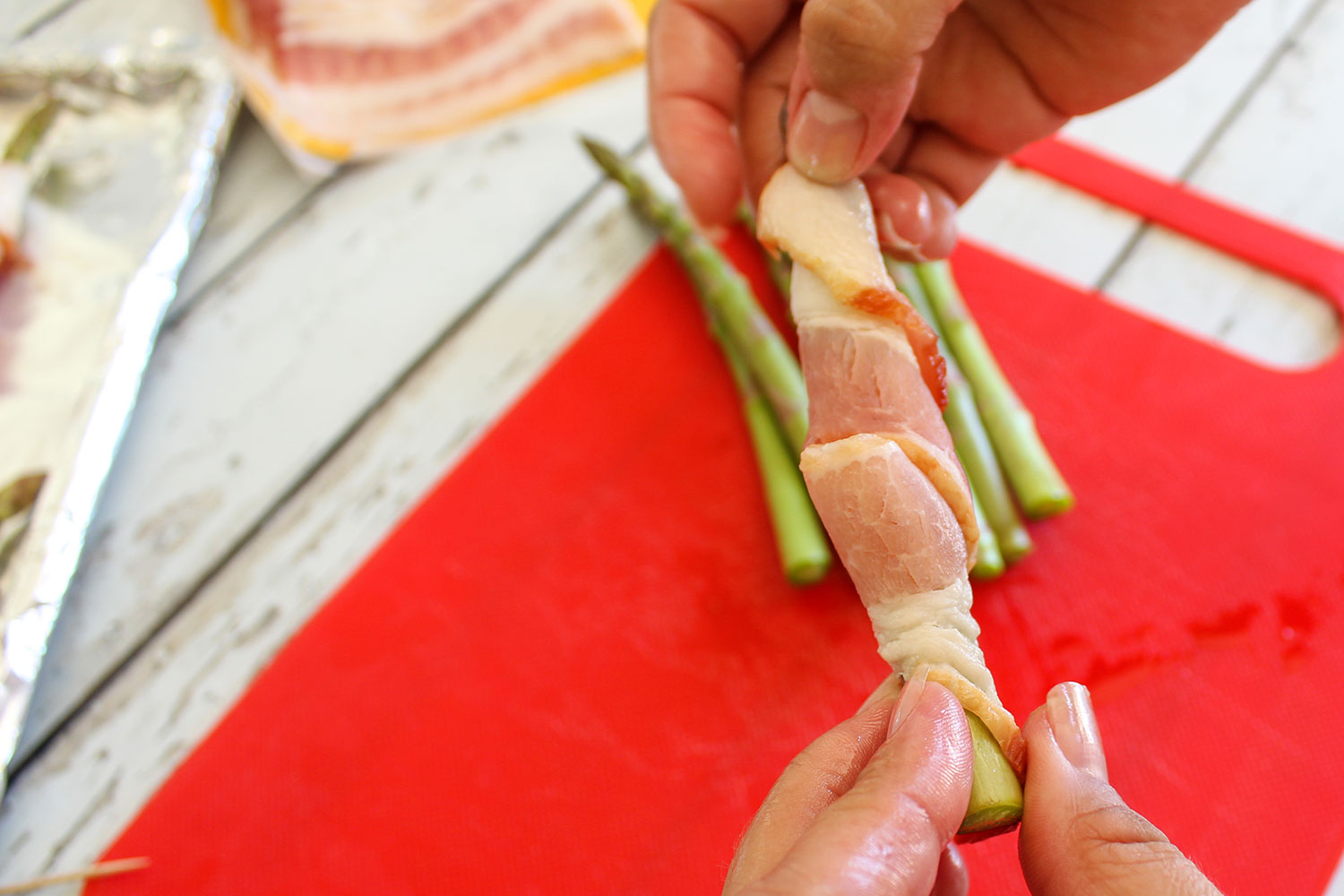 Crispy Air Fried Bacon Wrapped Asparagus