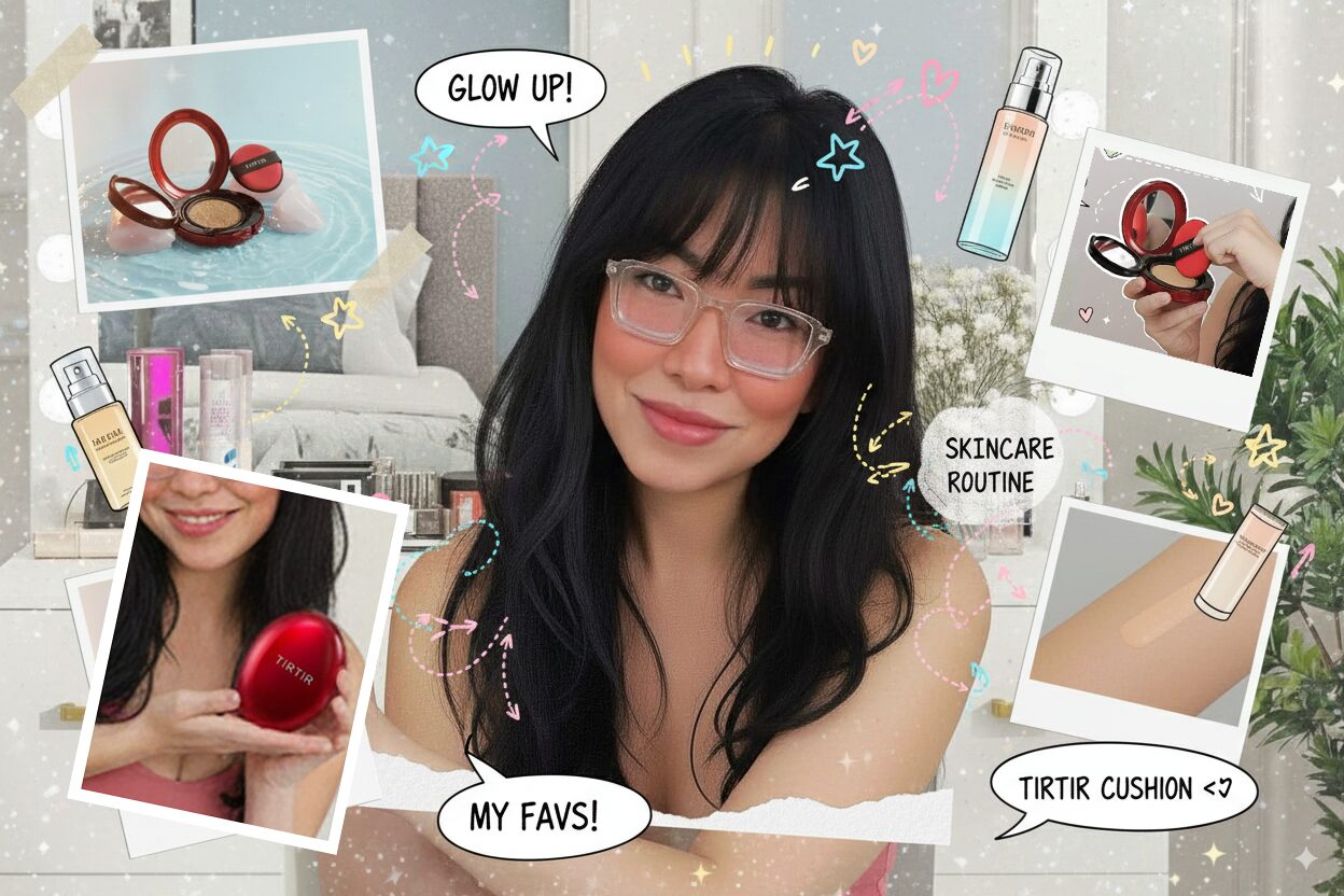 Angela Ricardo, a half korean half filipina mom is showing her swatch of the Tirtir Mask Fit Red Cusion product.